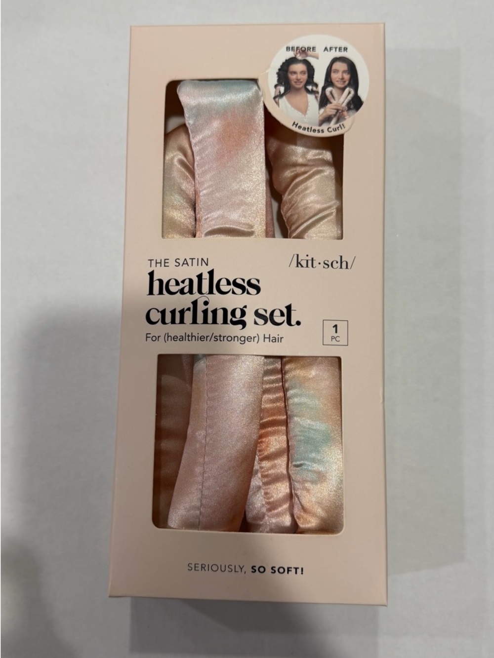 Kitsch Satin Heatless Curling Rod - Iridescent Peach